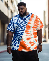 Men's Plus Size Tie Dye Graffiti Short Sleeve Round Neck T-Shirt